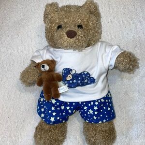 VTG Build A Bear Curly Tan Brown Plush Teddy 15” Faux Leather Paws Retired 1997